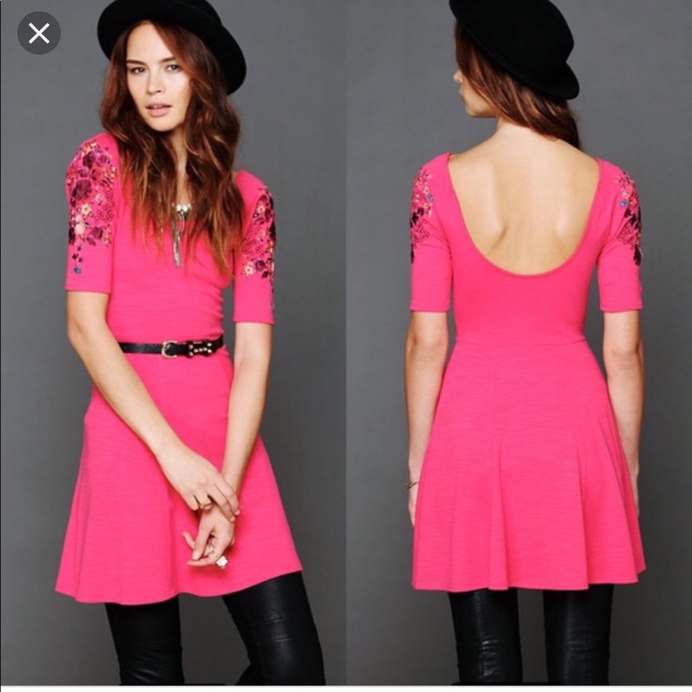 Free People Embroidered Garden Sleeve Dress